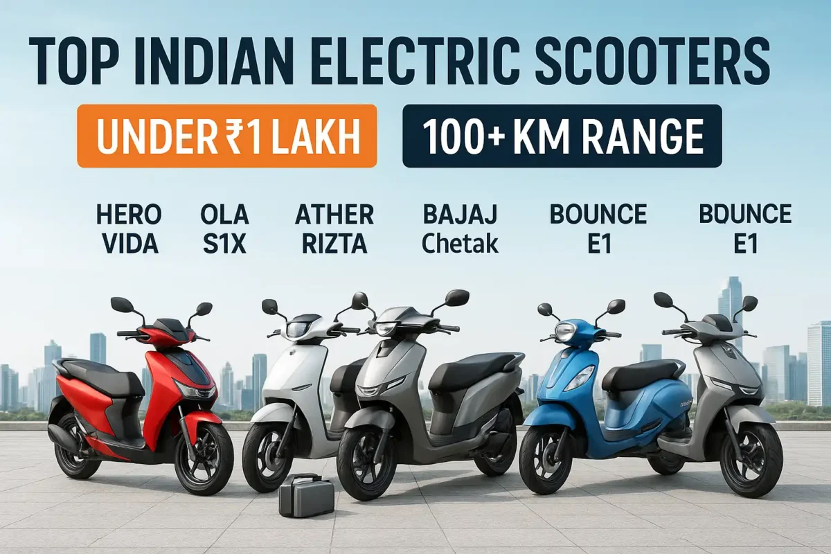 Top 7 Electric Scooters Under ₹1 Lakh with Removable Battery and 100+ KM Range in 2025 (Hero, Ola, Ather, Bajaj & More)