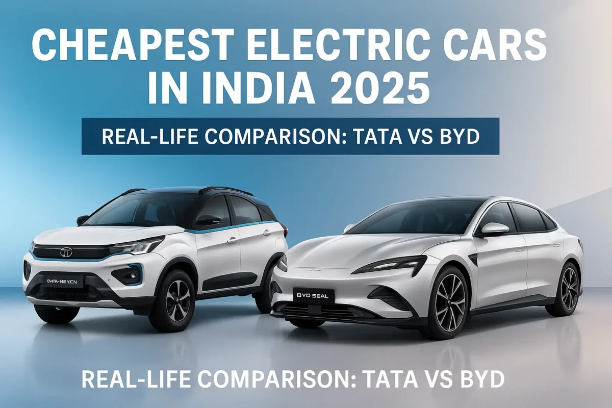 Cheapest Electric Cars India 2025 : Real life Comparison Tata vs BYD 1 cheapest electric cars india 2025